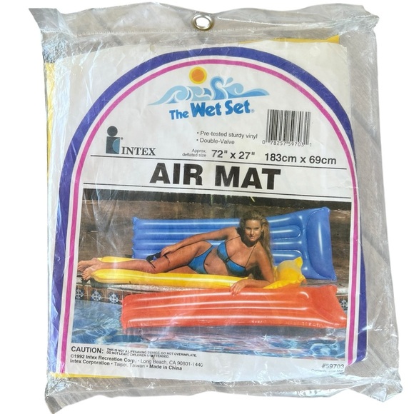 VTG 90s Intex The Wet Set Inflatable Air Mat Pool Float 72x27 Yellow NOS - Picture 1 of 4